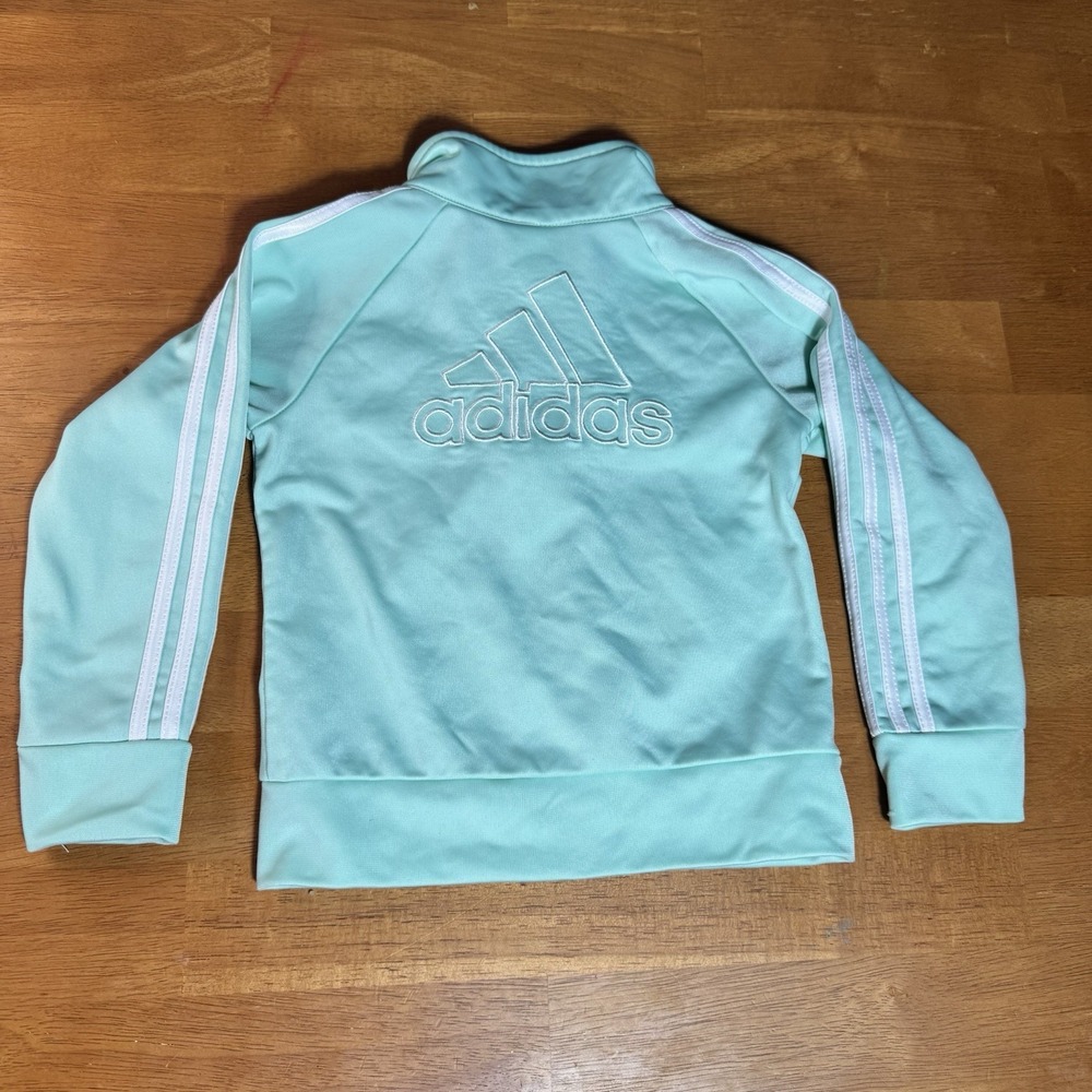 Toddler Girls Adidas Light Teal Track Jacket Sz 24 Months Zip Up Sport - Picture 6 of 6